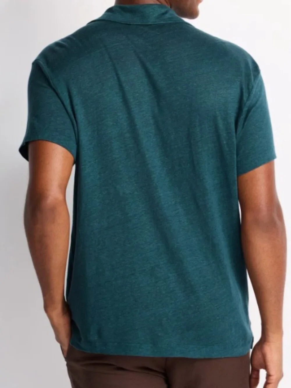 Alex Crane LINEN Knit Ola Button-Down Shirt in Teal Green XL